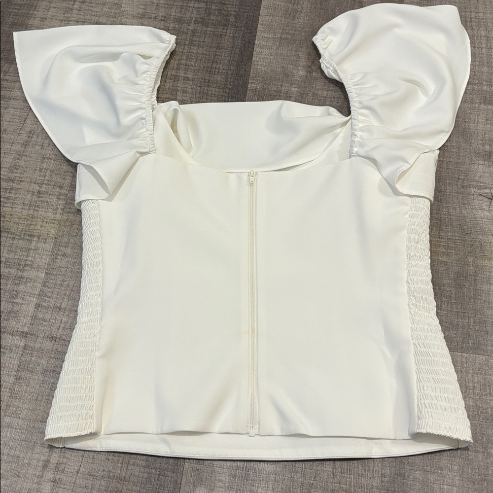 Amanda Uprichard Fortuna Top ivory blouse - Picture 4 of 7
